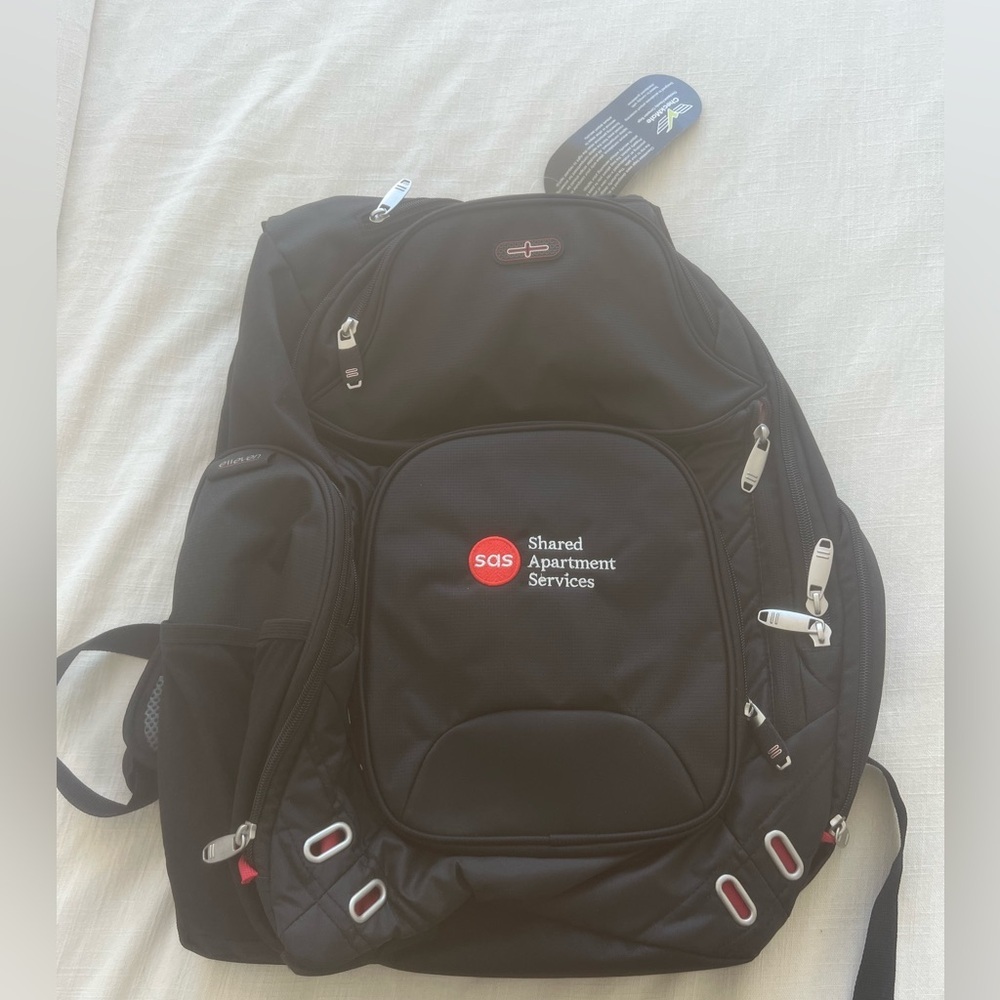 Elleven Checkpoint-Friendly Black and Red Backpack